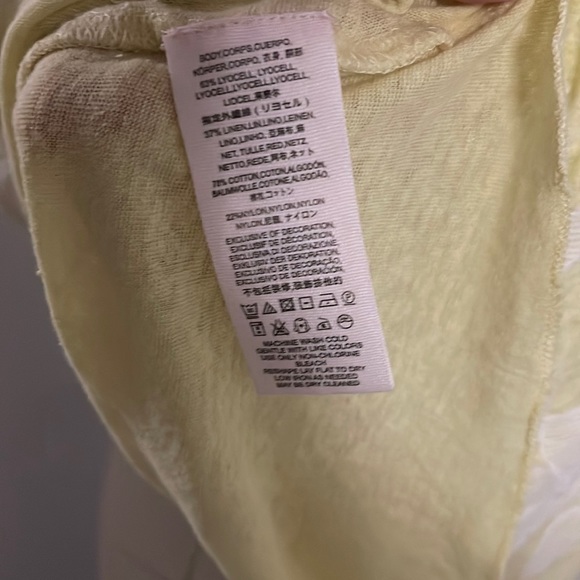 Free People 'Georgina' Embroidered Cold Shoulder Yellow Top L - Picture 9 of 10